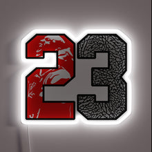 Load image into Gallery viewer, The number that changed the game. This bold neon “23” blends iconic cement texture with a silhouette of greatness — a must-have tribute for sneakerheads and Jordan fans alike.