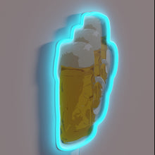 Load image into Gallery viewer, Bar decor featuring colorful neon sign with three mug design