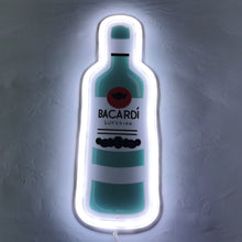 Load image into Gallery viewer, Vibrant Bacardi bottle neon sign with RGB lighting, perfect for bar and home decor.