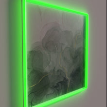 Load image into Gallery viewer, Vibrant abstract art wall decor with neon pink and green accents