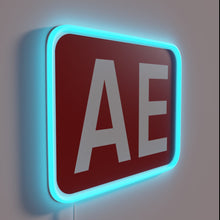 Load image into Gallery viewer, Personalized AE initials in bright neon pink and blue hues.