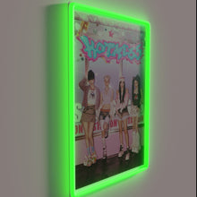 Load image into Gallery viewer, K-Pop group aespa's "Hot Mess" logo in vibrant RGB neon lighting.