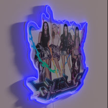 Load image into Gallery viewer, Brightly glowing rgb neon sign of k-pop group aespa
