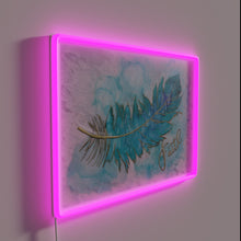 Load image into Gallery viewer, Vibrant Faith Feather Wall Sign with Textured Neon Accent Display.