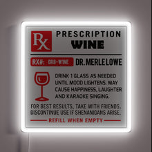 Load image into Gallery viewer, Vibrant Neon Sign Reading 'Alcohol Prescriptions' in Bright RGB Wine Colors