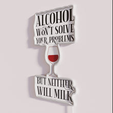 Load image into Gallery viewer, Neon Warning Sign Humorously Combining Sobriety and Dairy Themes Home
