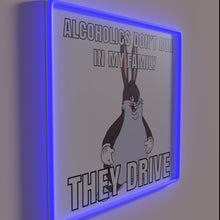 Load image into Gallery viewer, Big Chungus humorously redefines 'alcohol runs in families' with colorful whimsy.