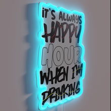 Load image into Gallery viewer, Vibrant RGB Neon Sign Illuminates Happy Hour Anytime with Liquor Love