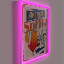 Load image into Gallery viewer, Vibrant neon art print of Aperol Spritz cocktail recipe design