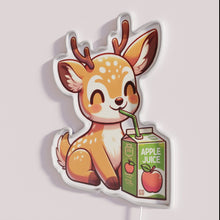 Load image into Gallery viewer, Vibrant Neon Sign Decoration with Apple Juice and Deer Design