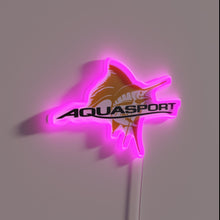 Load image into Gallery viewer, Vibrant RGB Neon Sign Featuring an Aquasport Boat Fishing Emblem