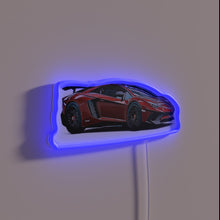 Load image into Gallery viewer, Lamborghini Aventador SV neon sign with colorful cartoon design lighting.