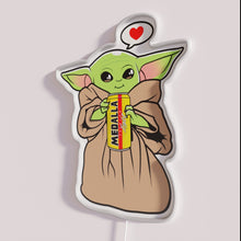 Load image into Gallery viewer, Customizable RGB neon sign with cute baby Medalla design.