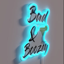 Load image into Gallery viewer, Bad and Boozey neon sign in vibrant RGB colors