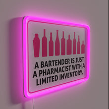 Load image into Gallery viewer, Bartender wisdom meets medical insight in a colorful neon glow