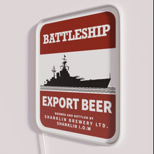Load image into Gallery viewer, Bright Retro Styled Battleship Export Beer Sign with RGB Neon Lighting