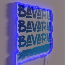 Load image into Gallery viewer, Brightly lit Bavaria country-inspired neon sign in vibrant RGB colors