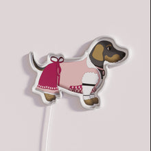 Load image into Gallery viewer, Bavarian-themed LED neon sign featuring a cute girl with puppy