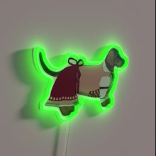 Load image into Gallery viewer, Traditional German-inspired neon sign featuring a playful Bavarian girl and dog