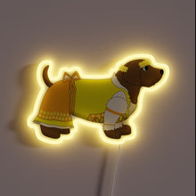 Load image into Gallery viewer, Bavarian-inspired little girl with dog in vibrant neon colors