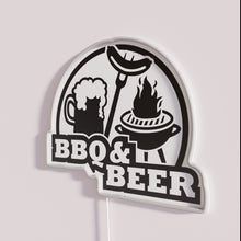 Load image into Gallery viewer, Vibrant Neon Sign Featuring Beer and BBQ Themes in RGB Colors