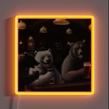 Load image into Gallery viewer, Neon Beer Sign Featuring Cute Cartoon Bears with RGB Lighting