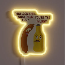 Load image into Gallery viewer, Humorously brewed puns meet German cuisine in this colorful sign.