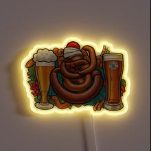 Load image into Gallery viewer, Vibrant RGB neon sign featuring beer and sausage theme