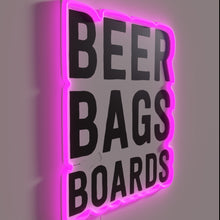 Load image into Gallery viewer, Neon illuminated beer signs for backyard cornhole tournament players".