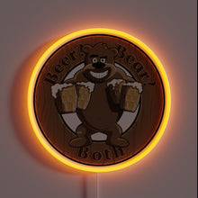 Load image into Gallery viewer, Retro-style illuminated sign featuring a bear and beer logo.