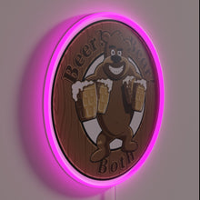 Load image into Gallery viewer, Neon Beer Sign Featuring a Beer Loving Brown Bear Character