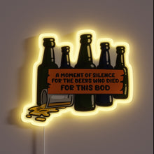Load image into Gallery viewer, Vibrant neon beer bottle art installation with colorful glowing accents
