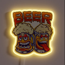 Load image into Gallery viewer, Vibrant Neon Sign featuring Comical Drunken Friends Enjoying Cold Beers