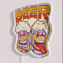 Load image into Gallery viewer, Laughter Ensues with This Vibrant Neon Funny Cartoon Beer Sign