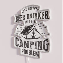 Load image into Gallery viewer, Camping and beer enthusiast's unique customizable RGB neon bar sign