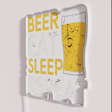 Load image into Gallery viewer, Colorful Beer Eat Sleep Repeat Neon Sign for Home Bar Decor