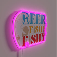 Load image into Gallery viewer, Neon beer bar decor with colorful fishy fun graphics