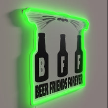 Load image into Gallery viewer, Brightly lit neon bar sign celebrating friendship over beer together