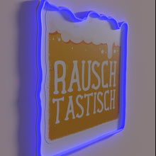 Load image into Gallery viewer, Neon Beer Garden Sign with RGB Lighting and Wooden Barrel Accent