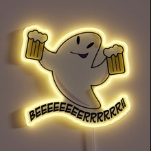 Load image into Gallery viewer, RGB LED neon bar sign with beer ghost design.