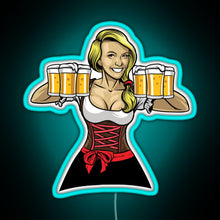 Load image into Gallery viewer, Beer Girl Oktoberfest Drinking Sticker RGB neon sign lightblue