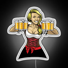 Load image into Gallery viewer, Beer Girl Oktoberfest Drinking Sticker RGB neon sign white