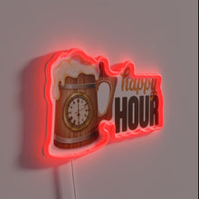 Load image into Gallery viewer, Neon beer happy hour sign for bar and pub decor.