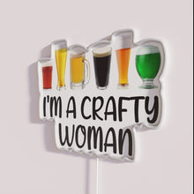 Load image into Gallery viewer, Neon bar decor funny craft beer drinking woman themed sign