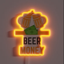 Load image into Gallery viewer, Casual bar decor featuring glow-in-the-dark RGB LED beer money sign