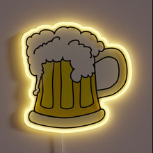 Load image into Gallery viewer, Neon beer mug display with colorful RGB lighting effects