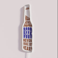 Load image into Gallery viewer, Neon beer bar decor sign with heartbreak repurposed as humor