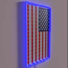 Load image into Gallery viewer, Neon bar decor featuring an American flag design with color-changing.