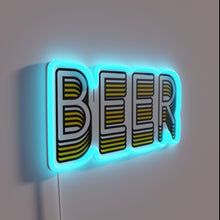 Load image into Gallery viewer, Neon beer sign with colorful RGB lighting effects in bar.