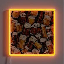 Load image into Gallery viewer, Neon illuminated sign with colorful RGB beer theme design